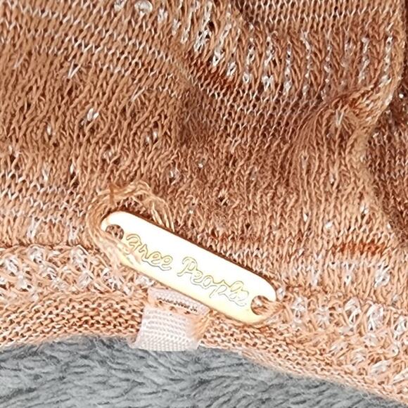 NEW Free People Top Womens XL Pink Cream Doe Combo Heirloom Ruffle Rounded Hem - Picture 5 of 12